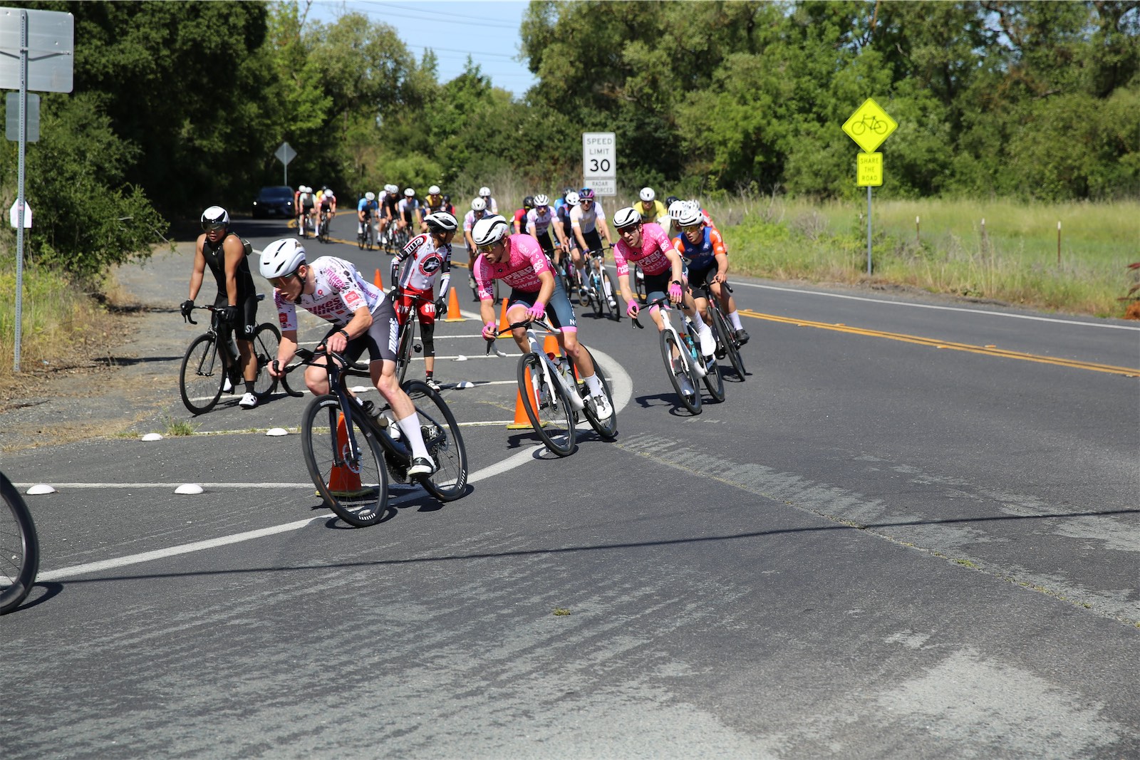 Team Mike's Bikes p/b Equator Coffees riders at the 2026 Berkeley Hills Road Race